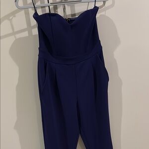 Express Blue Strapless Jumpsuit Sleek Design